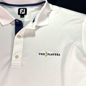 Footjoy Polo Shirt X White Solid " The Players" Logo Golf Short Sleeve MENS XXL